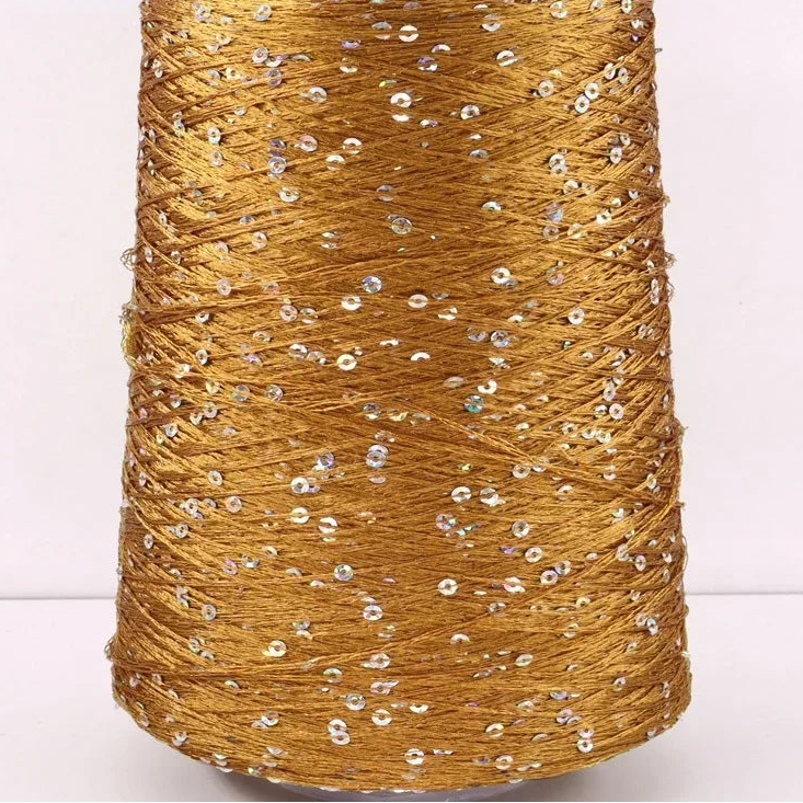 500G Hilo Fantasía de Lentejuelas Brillantes – Para Tejer a Mano y Ganchillo | Lentejuela de 3mm | 25 Colores