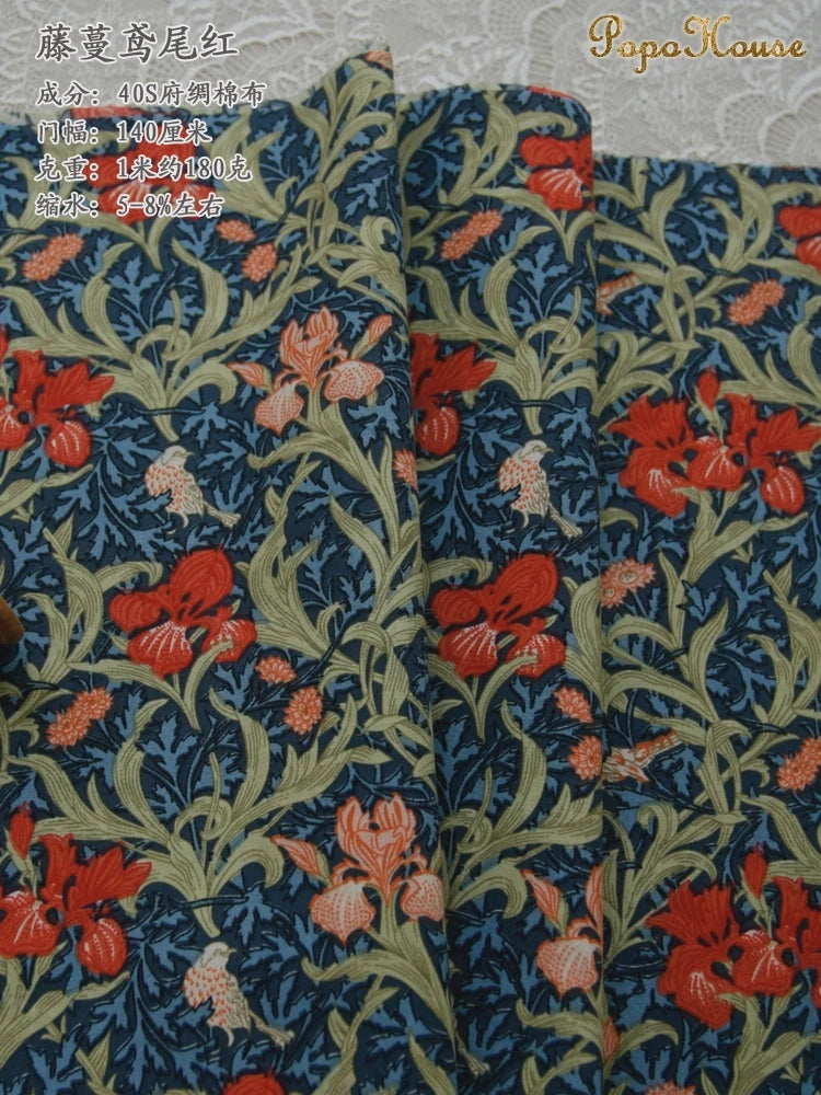 145cm Floral Cotton Poplin Fabric, 50cm Piece