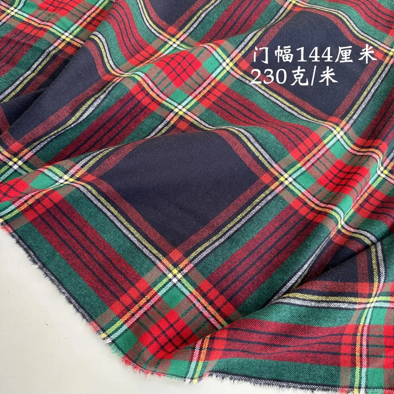 Brushed Plaid 100% Cotton Fabric – 145cm Wide, 250g/m for Shirts, Dresses, Coats & DIY