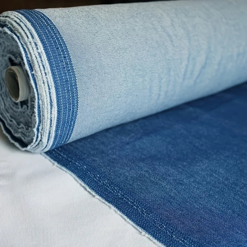 Vintage Blue Denim Fabric – 57" Wide, 170gsm | Lightweight Cotton Blend | Jeans, Dresses, Bags & DIY Crafts (Sold by the Yard)