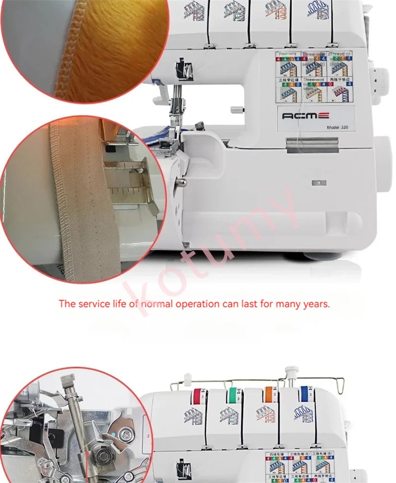 HQ320 Desktop Overlock Sewing Machine – 3/4 Thread, 100W, Electric