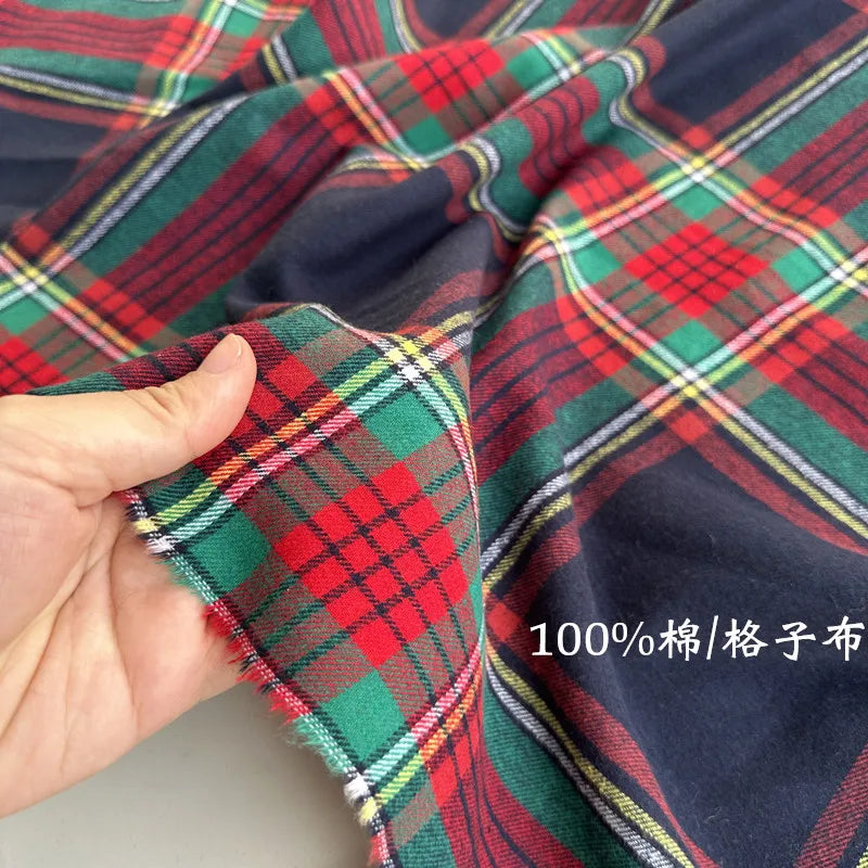 Brushed Plaid 100% Cotton Fabric – 145cm Wide, 250g/m for Shirts, Dresses, Coats & DIY