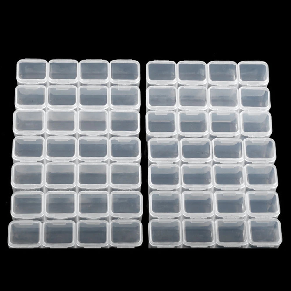 1 ud. Caja de almacenamiento de plástico con 28/32/48/56/64 compartimentos, organizador de accesorios de joyería, abalorios y cuentas para pintura de diamante DIY