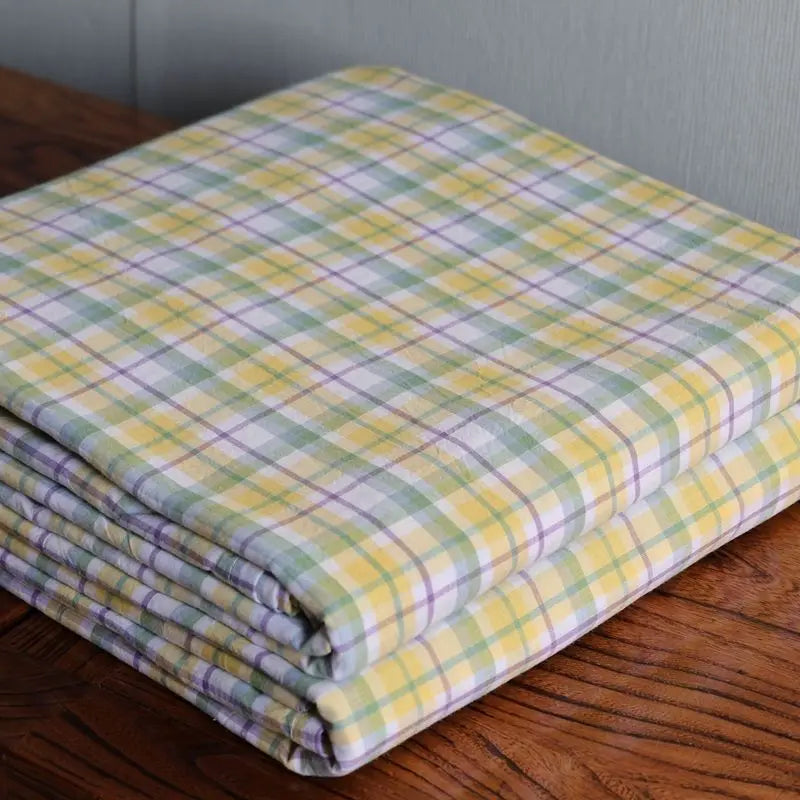 Washed Cotton Plaid Fabric | 100% Cotton | 250cm Wide | Sold by the Meter | 5 Colors