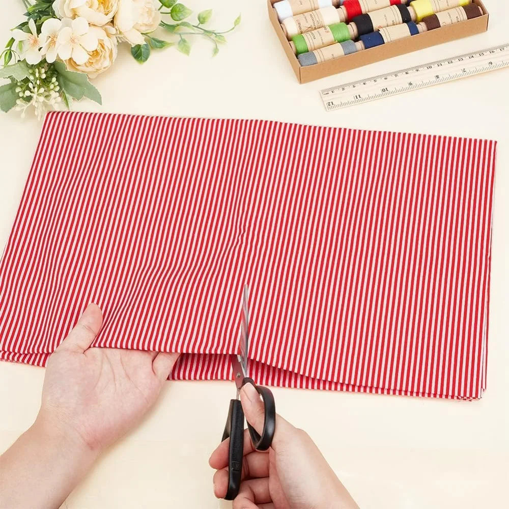 Red & White Striped Cotton Fabric | 1.7 Yards × 39" | Quilting & DIY Sewing