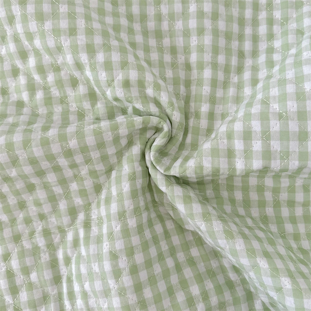 Quilted Cotton Padded Composite Fabric – 57" × 20" Color-Block Plaid Panel | Clothing Lining & Cushion Sewing