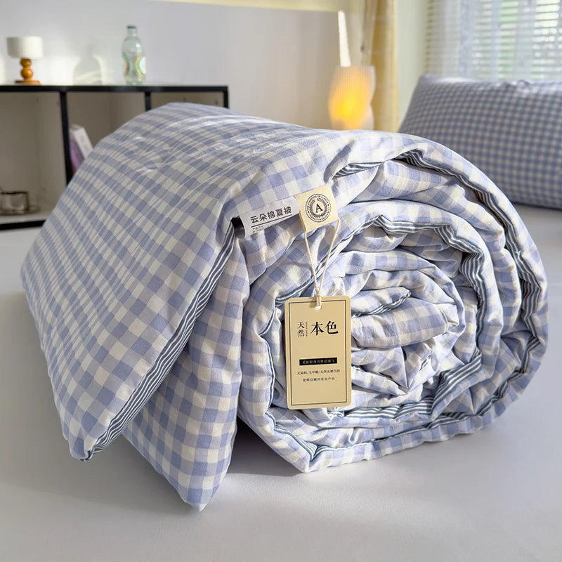 Nordic Style All-Season Cotton Comforter – Lightweight Soybean Fiber Duvet | Single, Double, Queen & King