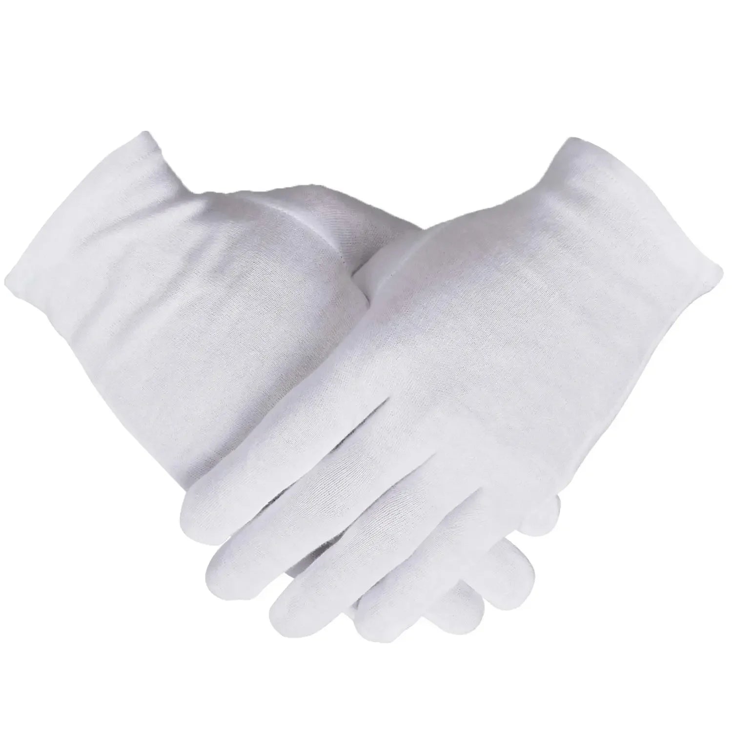 White Cotton Gloves – 12 Pairs, Washable & Stretchable, S/M/L/XL