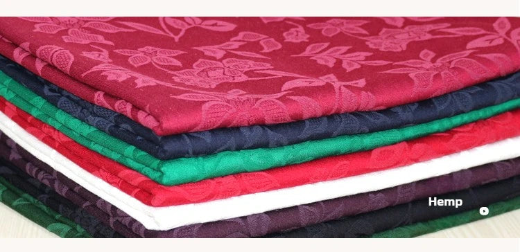 Bodhi Flower Jacquard Cotton Linen Fabric – 241g/m², 145cm Wide, Sold by the Meter – For Hanfu, Cheongsam & Clothing