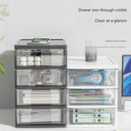 Japanese Style Desktop Storage Box-Transparent Drawer Organizer for Cosmetics,Stationery & Office Supplie,Student Desk Organizer