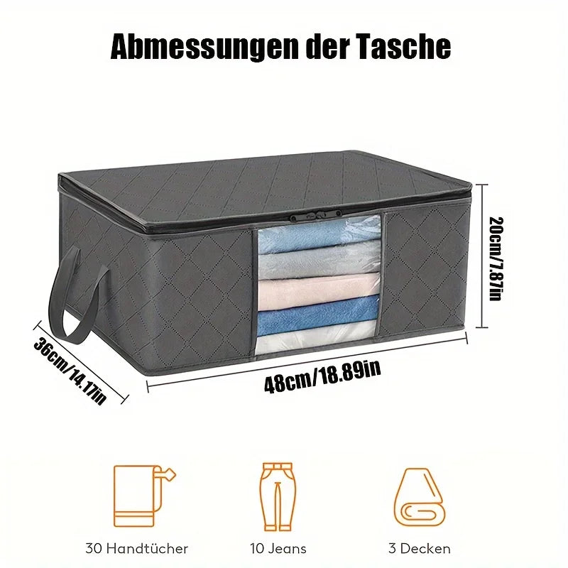 35L Foldable Fabric Storage Bag with Clear Window – Quilt & Blanket Organizer Box