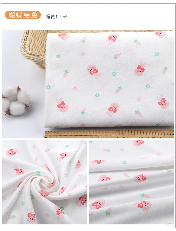 Soft Print 100% Cotton Knit Fabric – 185 g/m² | Baby Clothes, Pajamas & Bedding | 50×90cm