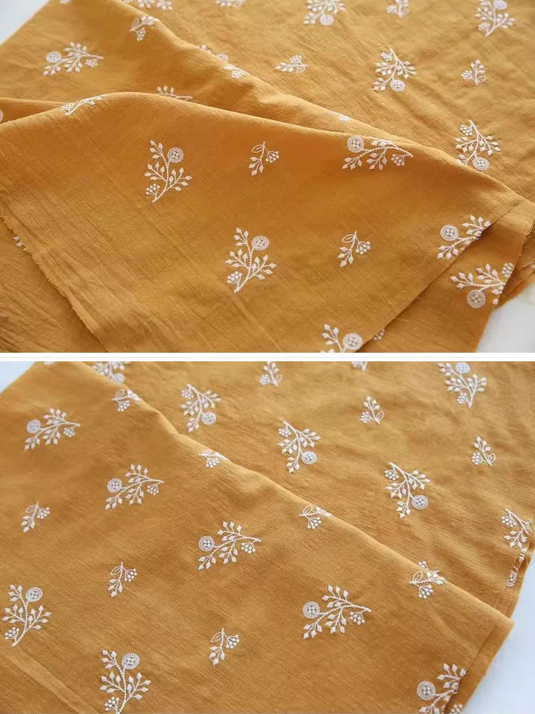Embroidered Floral Poly-Cotton Fabric – 145cm Wide, Sold by 50cm – For Dresses, Quilting & DIY Clothing