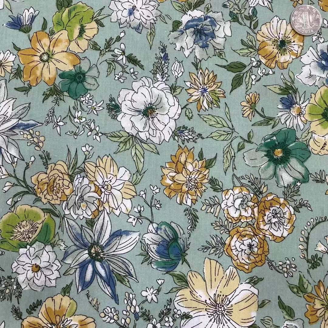 Rose Print Cotton Poplin Fabric – Vintage Floral Hawaiian Print | 145cm Wide, Sold by the Meter