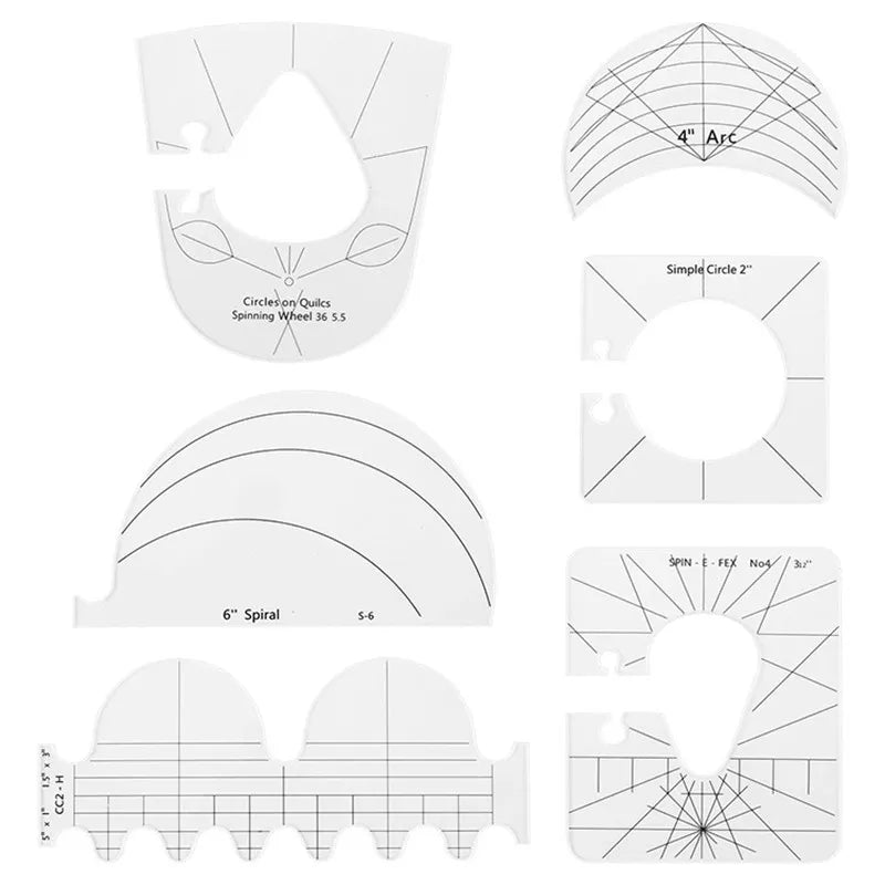 6-Piece Patchwork Ruler & Quilting Tools Set (Set B)