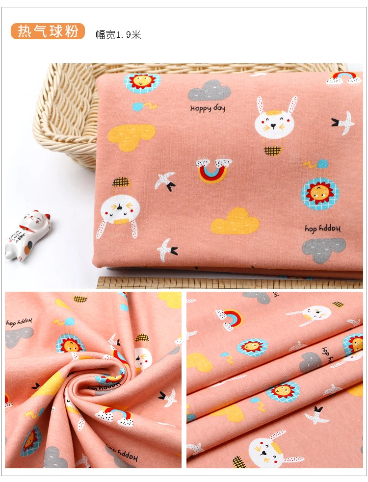 100% Cotton Knitted Print Fabric | 185 g/m² | 90×50cm | Baby Clothes, Bedding & Pajamas