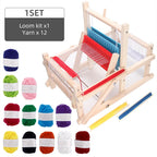 Kit de telar plegable multiartesanal de madera – Telar de mesa con 12 madejas de lana