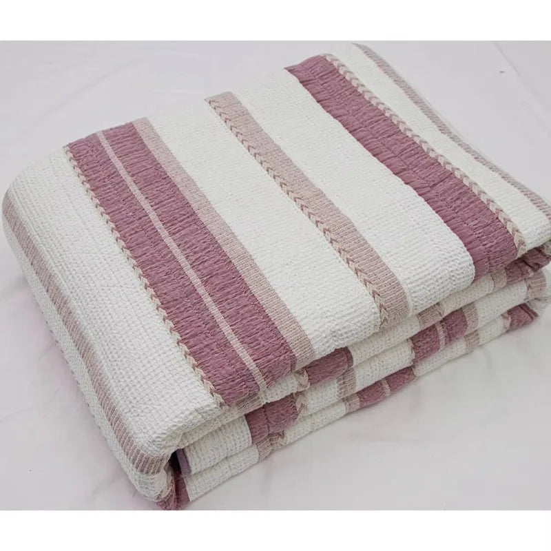 All-Season Waffle Weave Cotton Quilted Throw Blanket – Breathable & Sustainable | Custom Sizes
