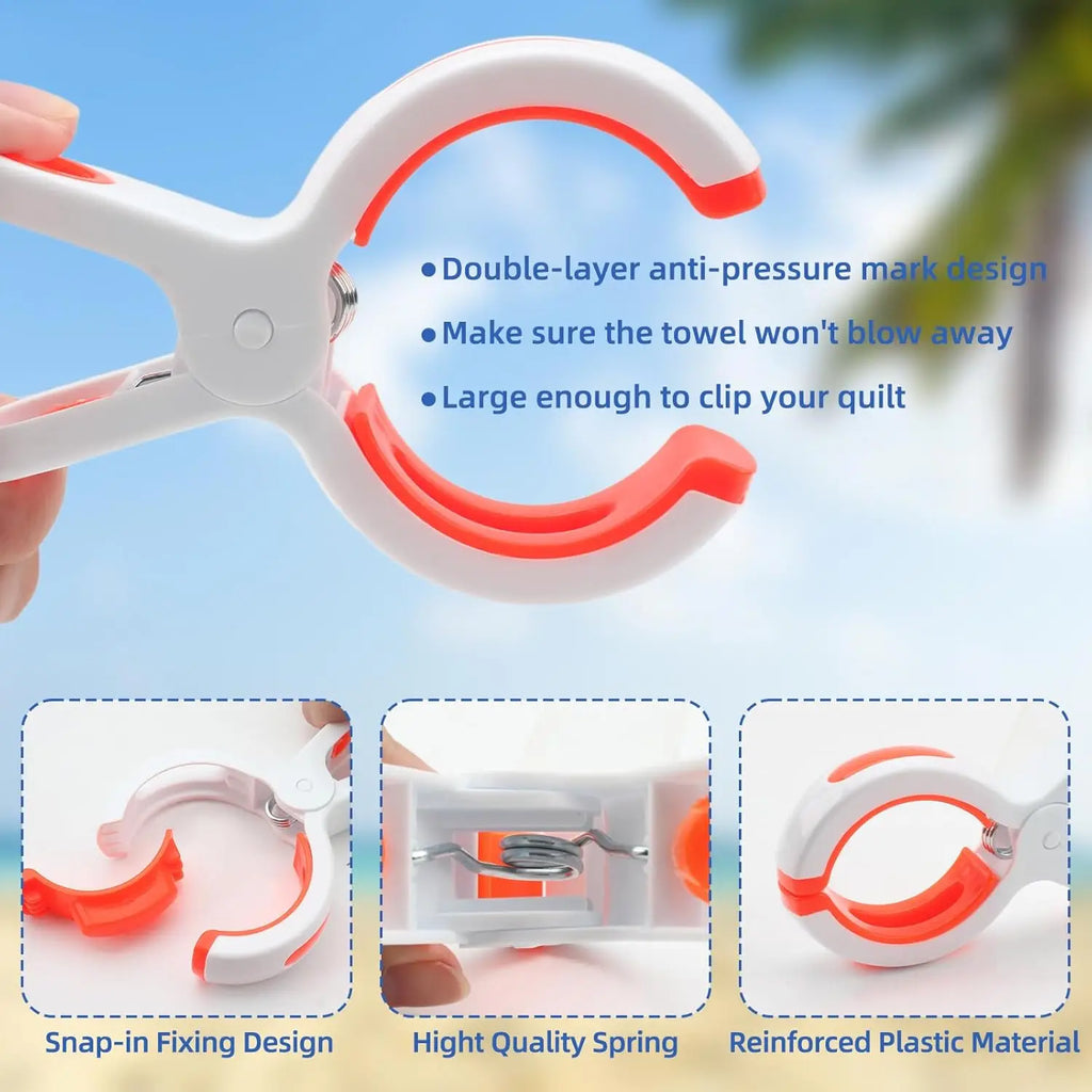 Pinzas de playa/para acolchar – Pinzas de ropa de plástico grandes, resistentes al viento y reutilizables para mantas, toallas y telas