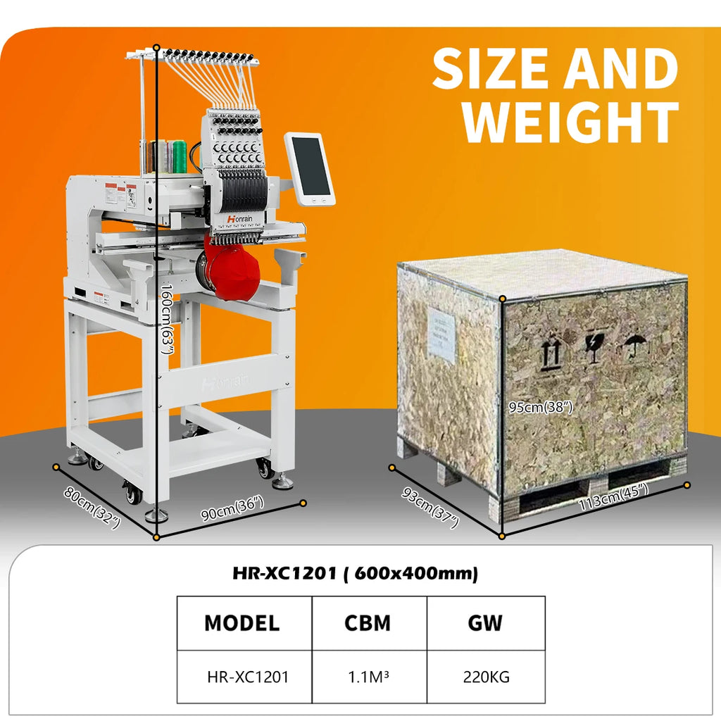 Honrain HR-XC12O1 Single Head 12-Needle Computerized Embroidery Machine