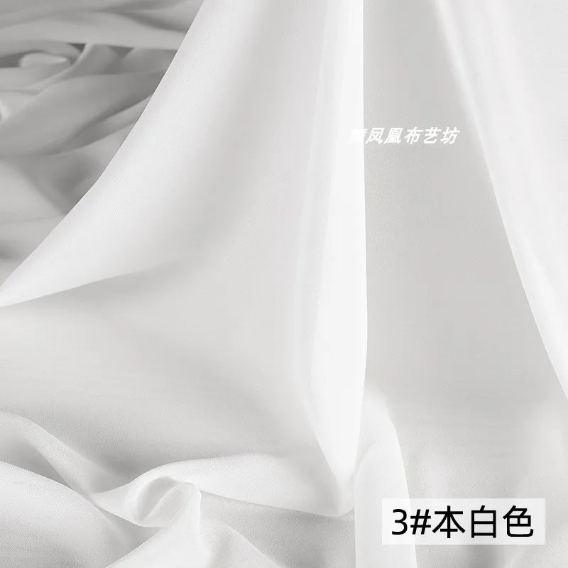 White Beaded Chiffon Fabric – Lightweight & Drapey | 146 cm Wide (57.5 in)