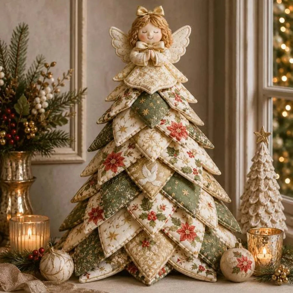 DIY Quilted Christmas Tree Kit — 3D Fabric Patchwork Tabletop Decor