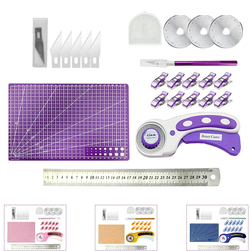 7-Piece Rotary Cutter & Quilting Tool Set – 45mm Blade, Cutting Mat, Ruler & More