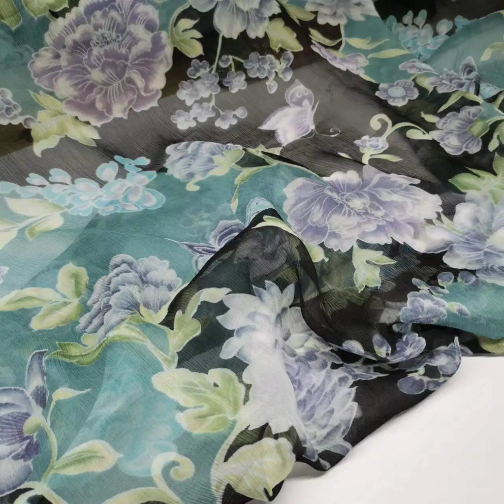 Floral Print Silk-Cotton Blend Fabric – 135cm Wide, 9-10mm | Dresses, Blouses & Luxury DIY Sewing