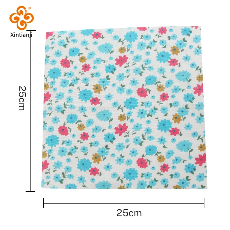 Vintage Floral Print 100% Cotton Patchwork Fabric Squares — 25×25 cm (9.8×9.8 in)