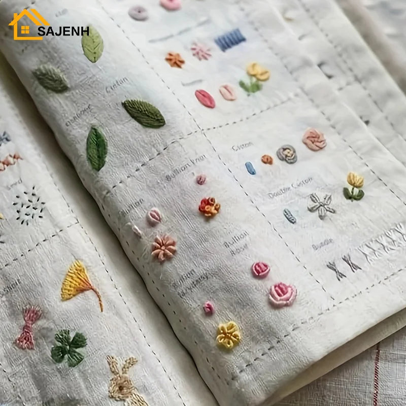 European Leaf Embroidery Stitch Book – Imitation Linen DIY Kit