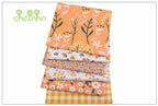 Orange Floral Printed Twill Cotton Fabric – 160cm (63") Wide | Cut to Order
