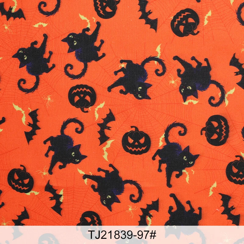 Halloween Print Fabric – Spiderweb, Ghost & Holiday Motifs | 100% Polyester, 150cm Wide