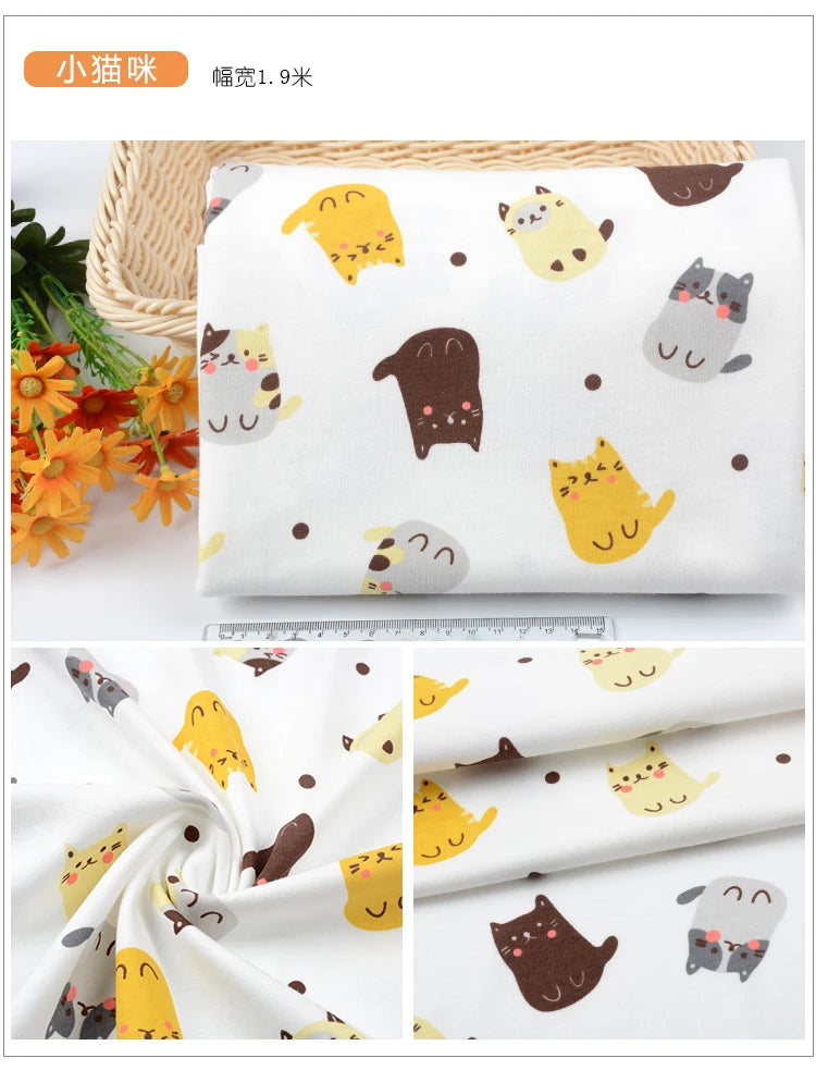 Soft Print 100% Cotton Knit Fabric – 185 g/m² | Baby Clothes, Pajamas & Bedding | 50×90cm