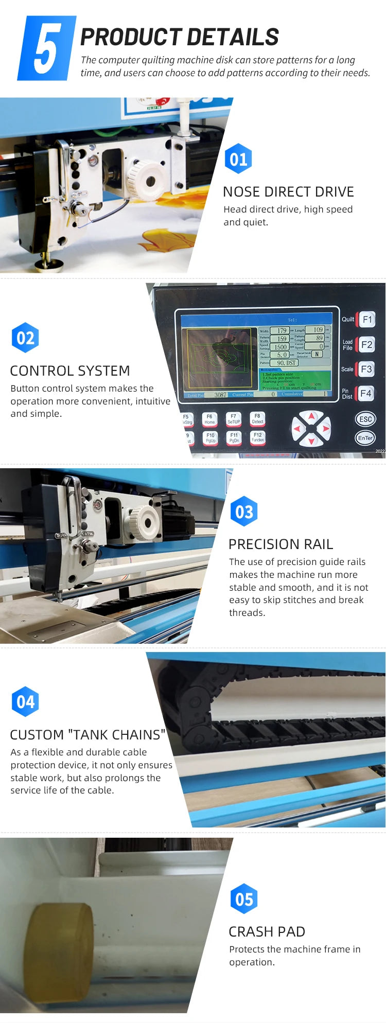 Energy-Efficient Digital Longarm Quilting Machine