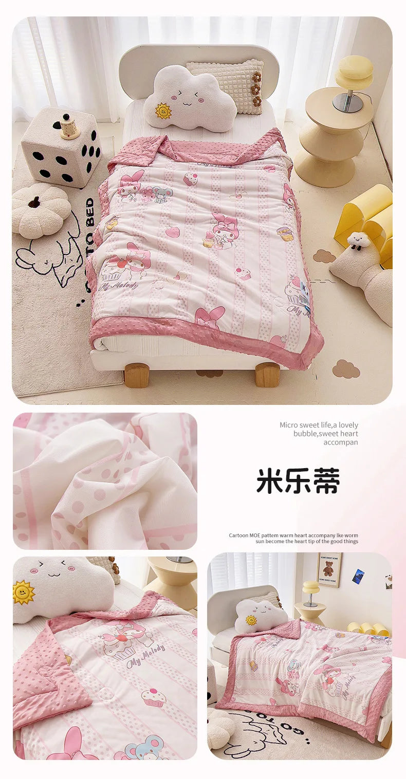 Sanrio Cartoon Knitted Cotton Summer Air Quilt – Breathable Nap Blanket (110×150cm)