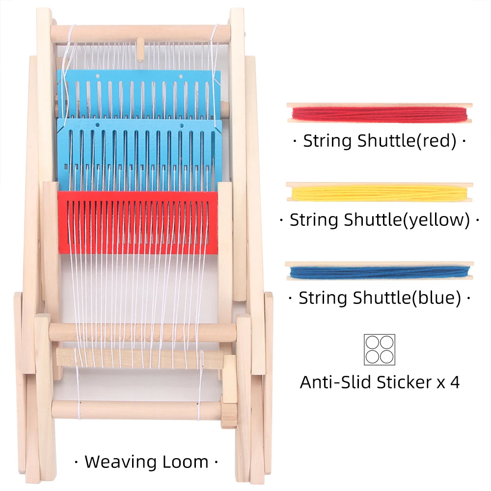 Kit de telar plegable multiartesanal de madera – Telar de mesa con 12 madejas de lana