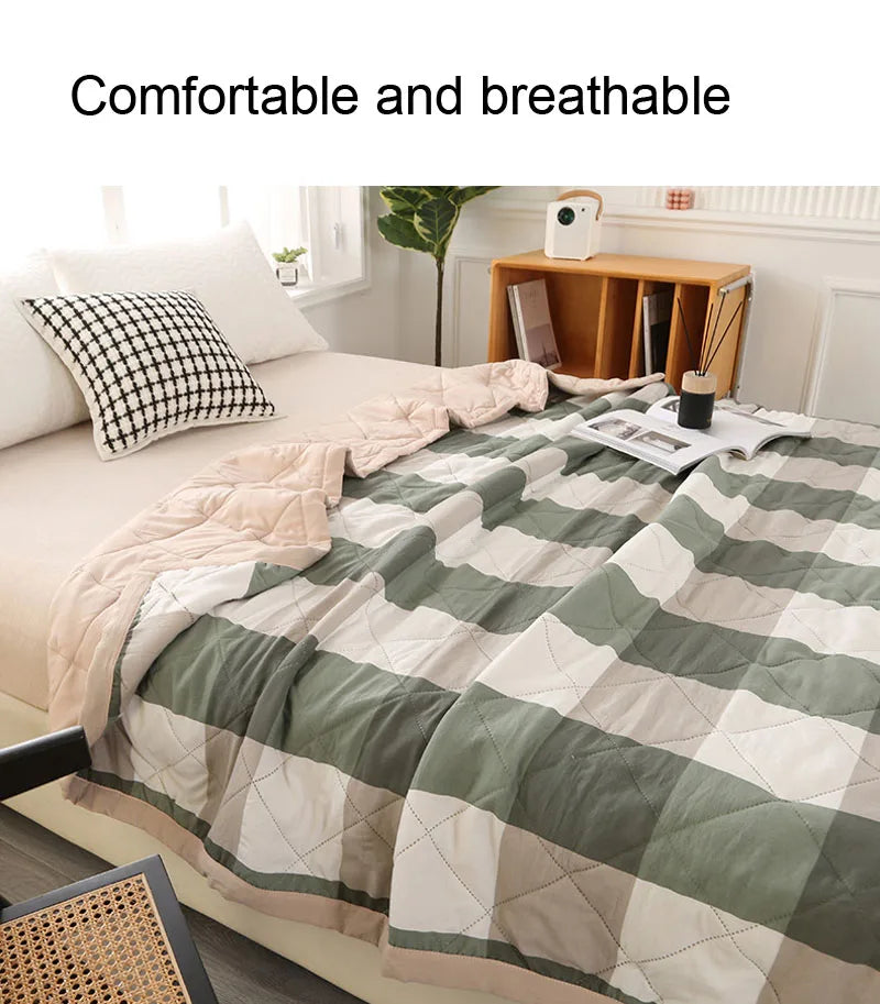 Plaid Summer Quilt – Lightweight Washed Cotton Comforter & Bedspread