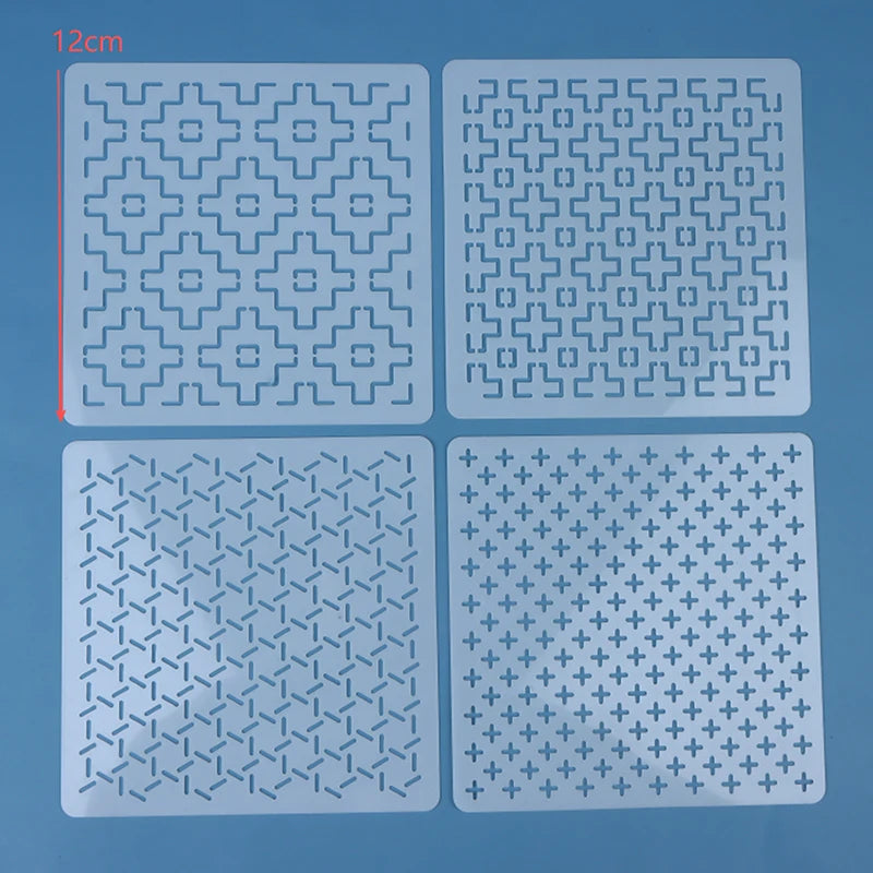 PET Embroidery & Quilting Stencil Templates – Reusable Pattern Stencils for Fabric Crafts (8 or 12 pcs)
