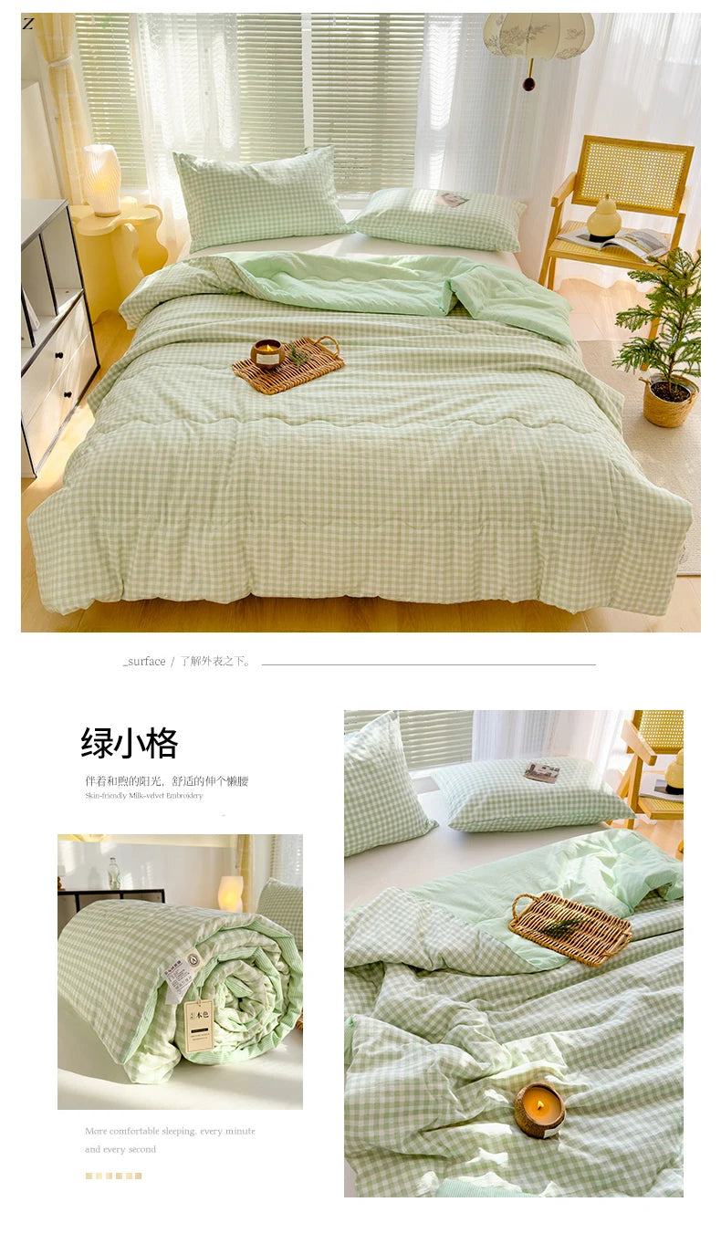 Nordic Style All-Season Cotton Comforter – Lightweight Soybean Fiber Duvet | Single, Double, Queen & King