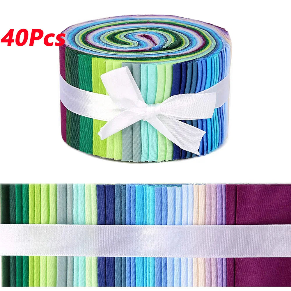 Cotton Jelly Roll Quilting Strips – 40 Pre-Cut Fabric Strips for Patchwork & DIY