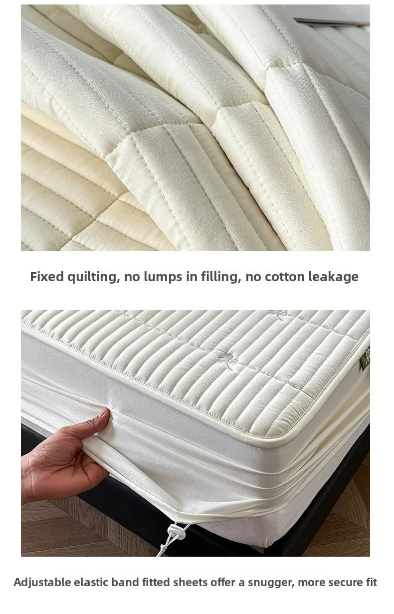 Waterproof Quilted Mattress Protector – 360° Deep Pocket, TPU Waterproof, Breathable Microfiber, Single to Super King