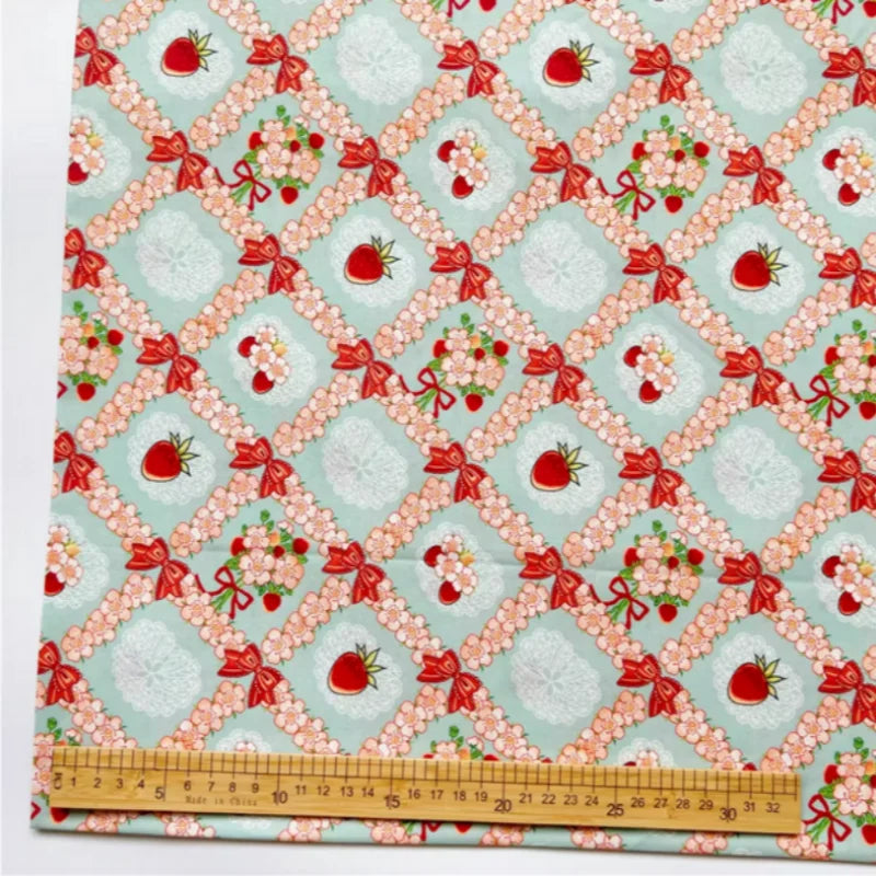 Strawberry & Watermelon Print 100% Cotton Fabric – 110cm Wide | Baby Clothing, Dresses & Handmade