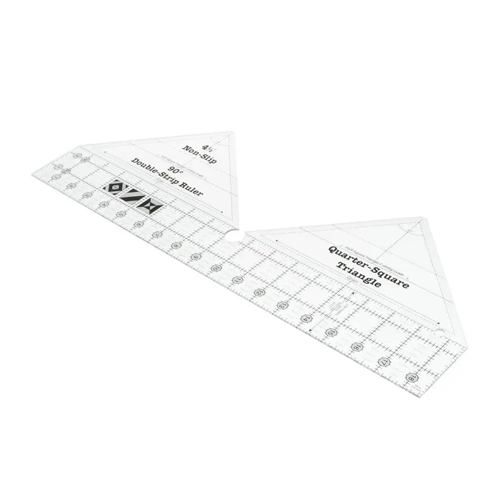 Multipurpose Clear Acrylic Quilting Ruler – Double Strip & Triangle Template, 18.5" x 7"