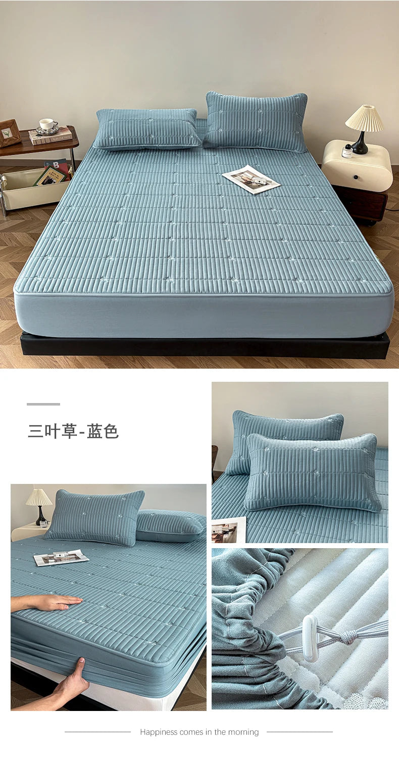 Waterproof Quilted Mattress Protector – 360° Deep Pocket, TPU Waterproof, Breathable Microfiber, Single to Super King