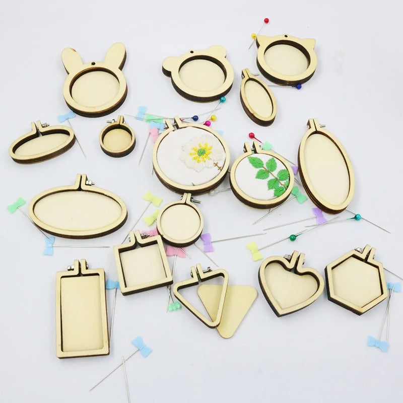 Mini Wooden Embroidery Hoop Set — 10 Pieces