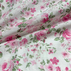 Tela 100% algodón lavada con estampado floral – Ligera, suave y transpirable | 147 cm de ancho