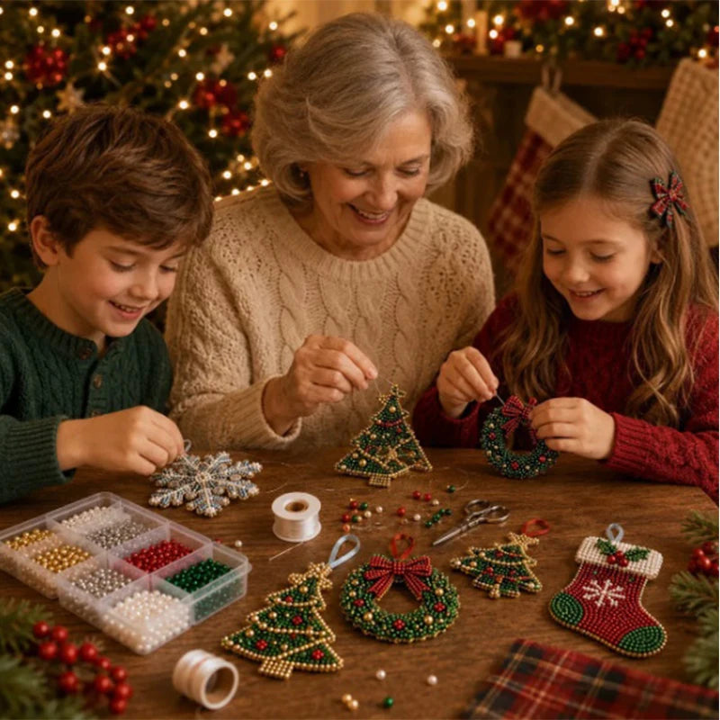 Christmas Beaded Ornament Kit – 4-Piece Set