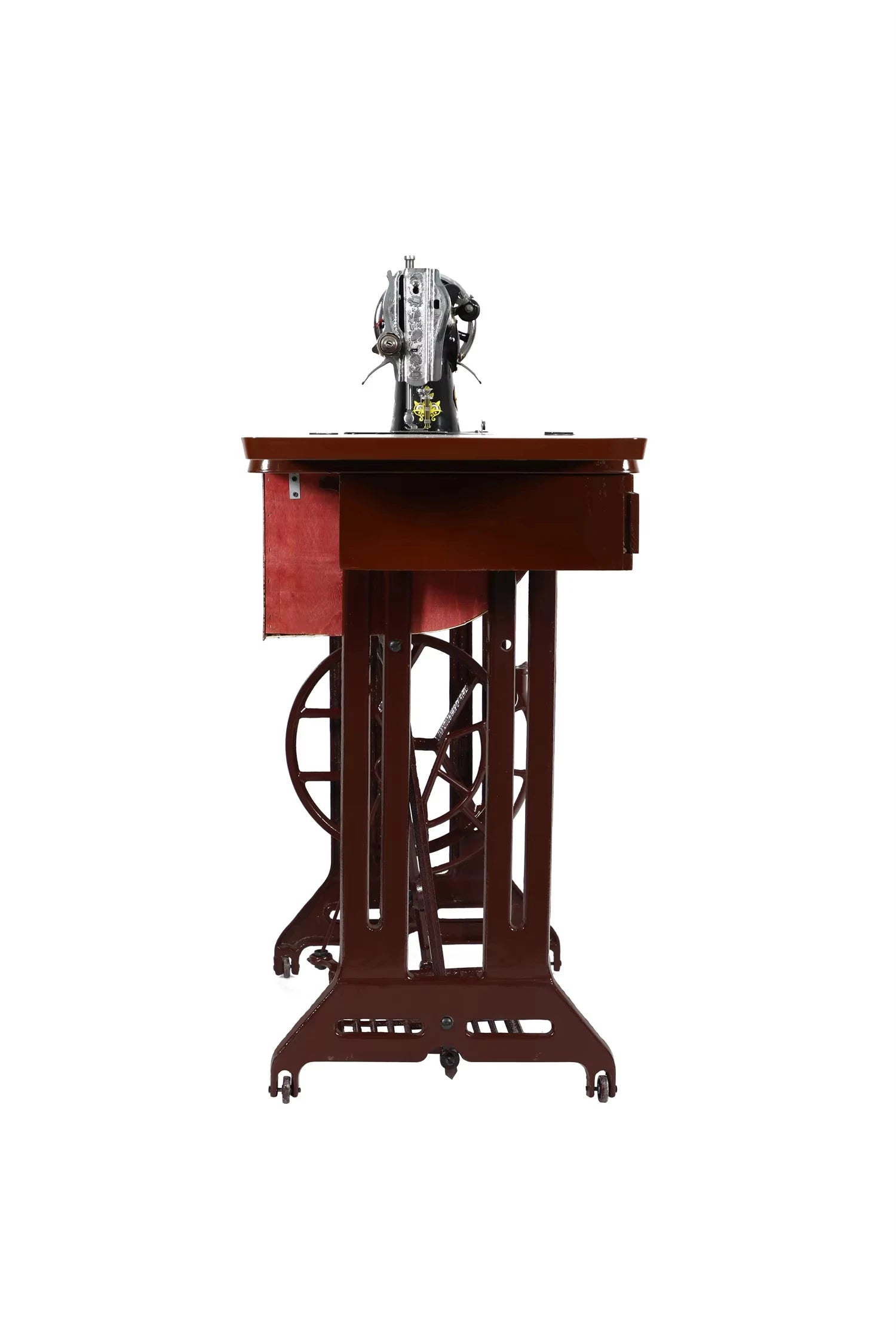 Vintage Treadle-Style Household Sewing Machine with Wooden Table, Stand & 3 Drawers | 220V