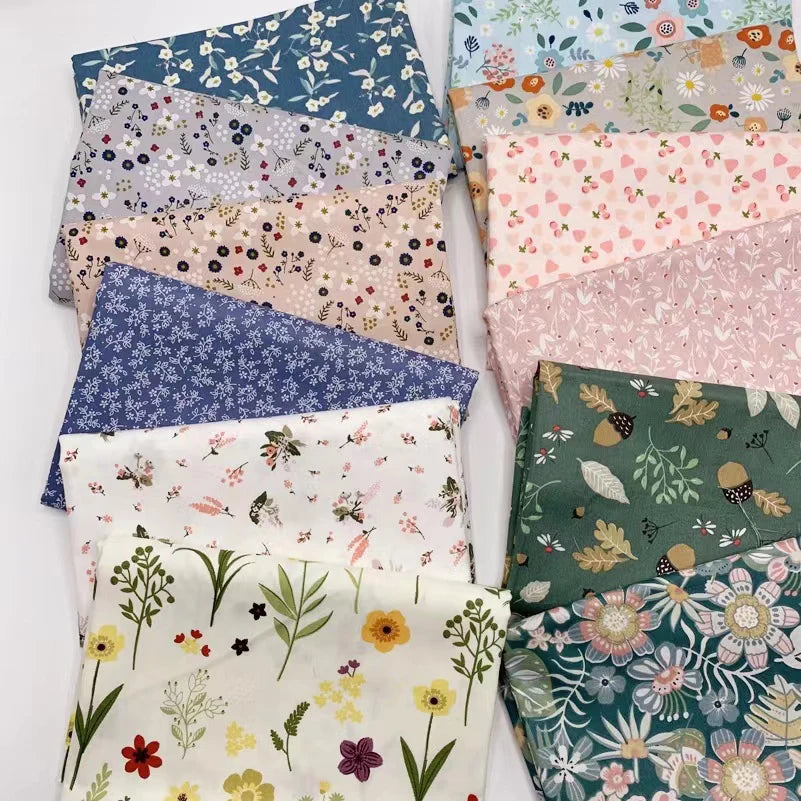Floral Printed 100% Cotton Twill Fabric – 63" Wide, Sold by the Half Meter | Quilts, Bedding & DIY Sewing