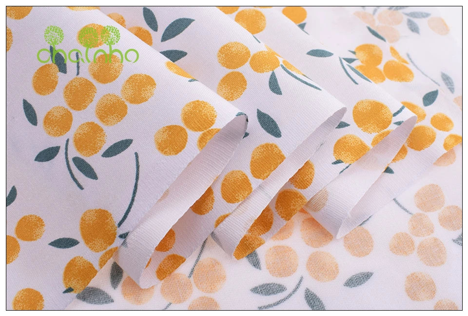 Orange Floral Series Printed Twill Cotton Fabric – 40s Weight